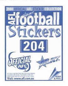 2000 Select AFL Stickers #204 Ben Holland Back